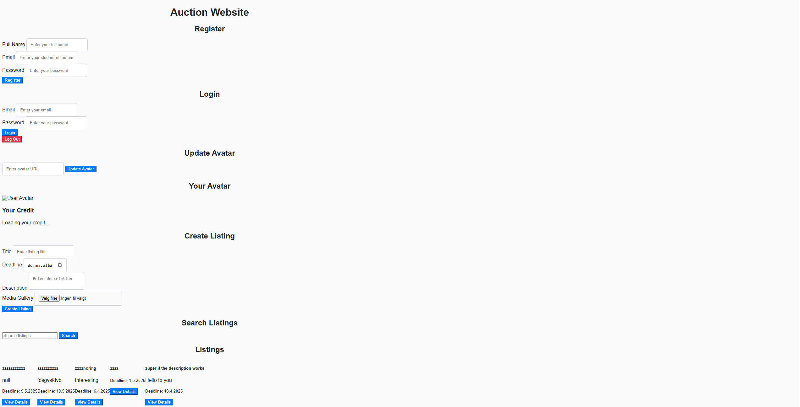 Auction website preview